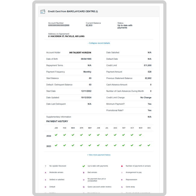 My Equifax - Member Centre - Credit Report Display