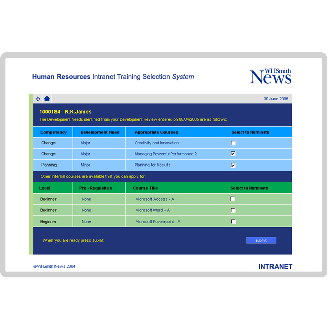 WHSmith Intranet training